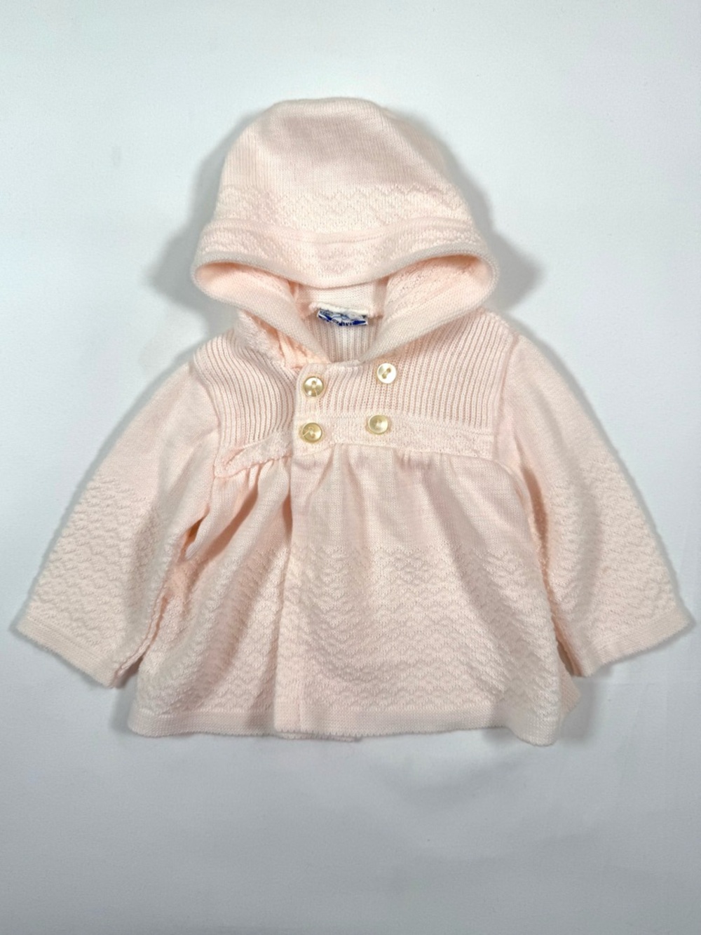 VINTAGE SEARS Girls Hooded‎ Knit Sweater Jacket 3-6 Months Cottagecore Heirloom